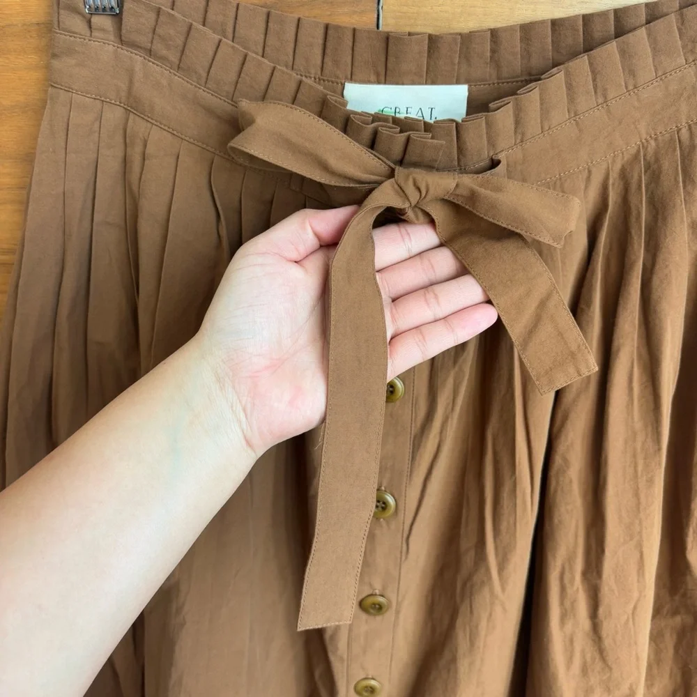 THE GREAT. THE TREELINE SKIRT SUNTAN, SIZE US M / 2 - Picture 12 of 16